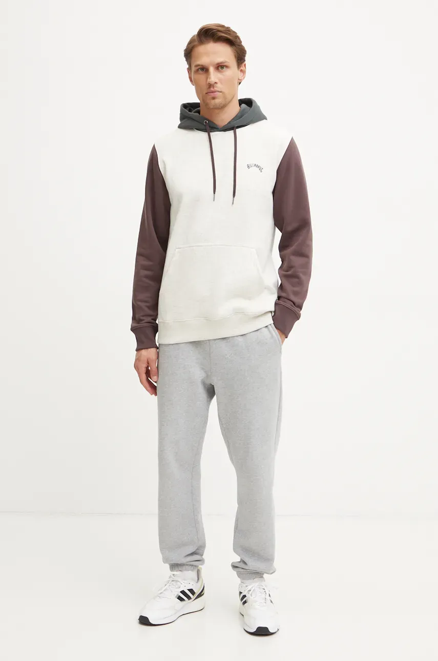 Кофта Billabong мужская цвет бежевый с капюшоном с аппликацией Кофта Billabong мужская цвет бежевый с капюшоном с аппликацией