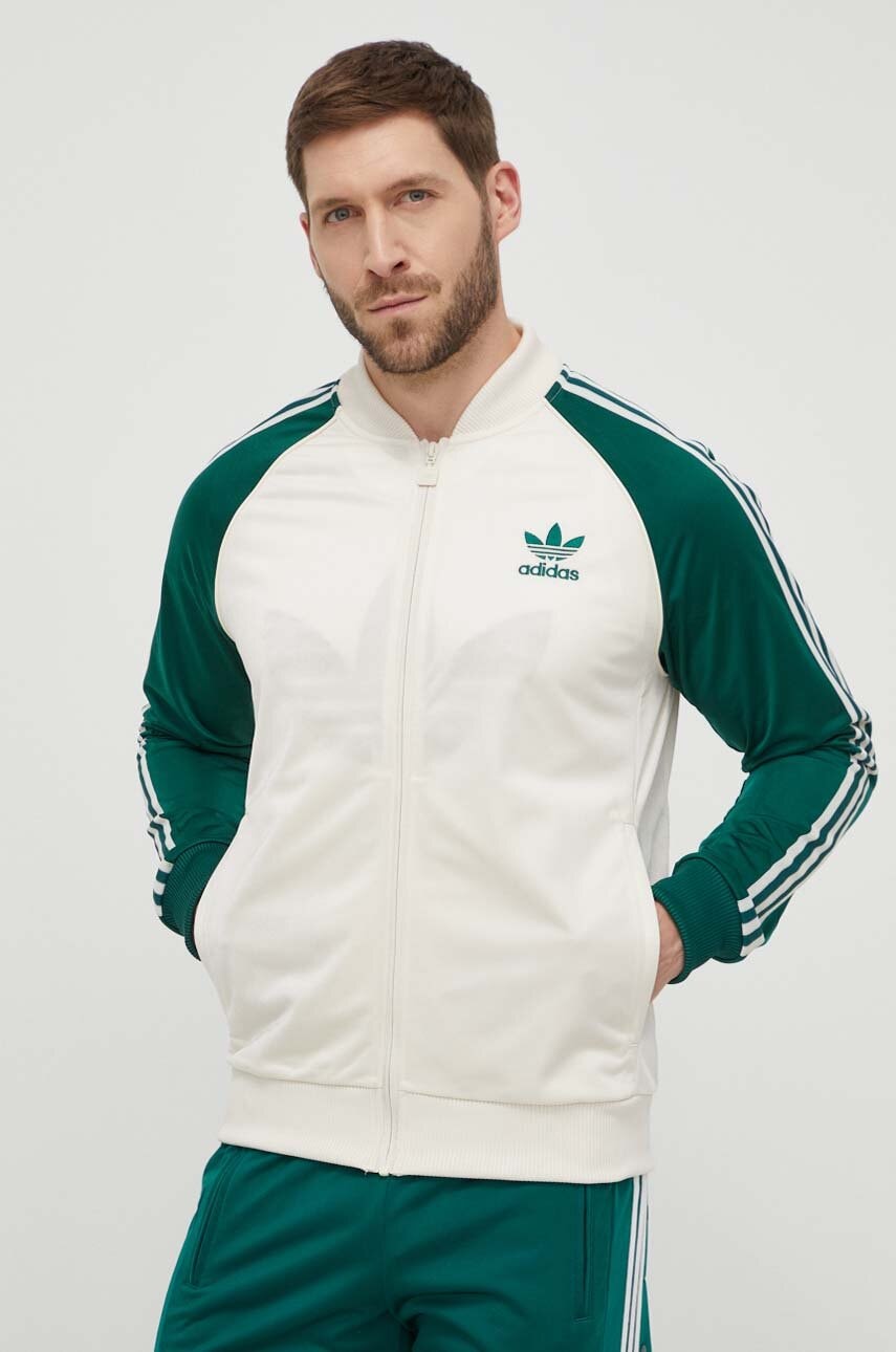 adidas Originals bluză bărbați, culoarea bej, cu imprimeu IS1403