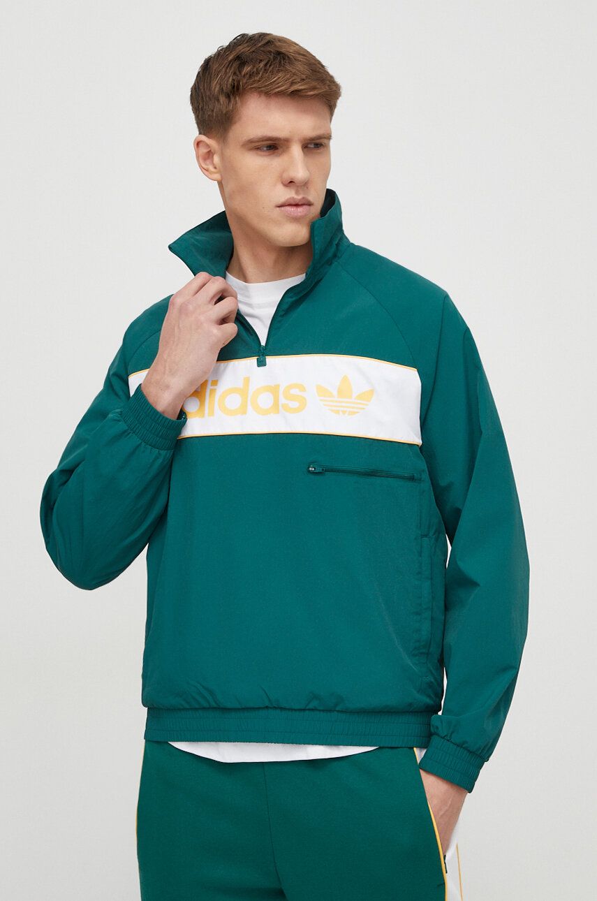 adidas Originals geaca barbati, culoarea verde, de tranzitie, oversize