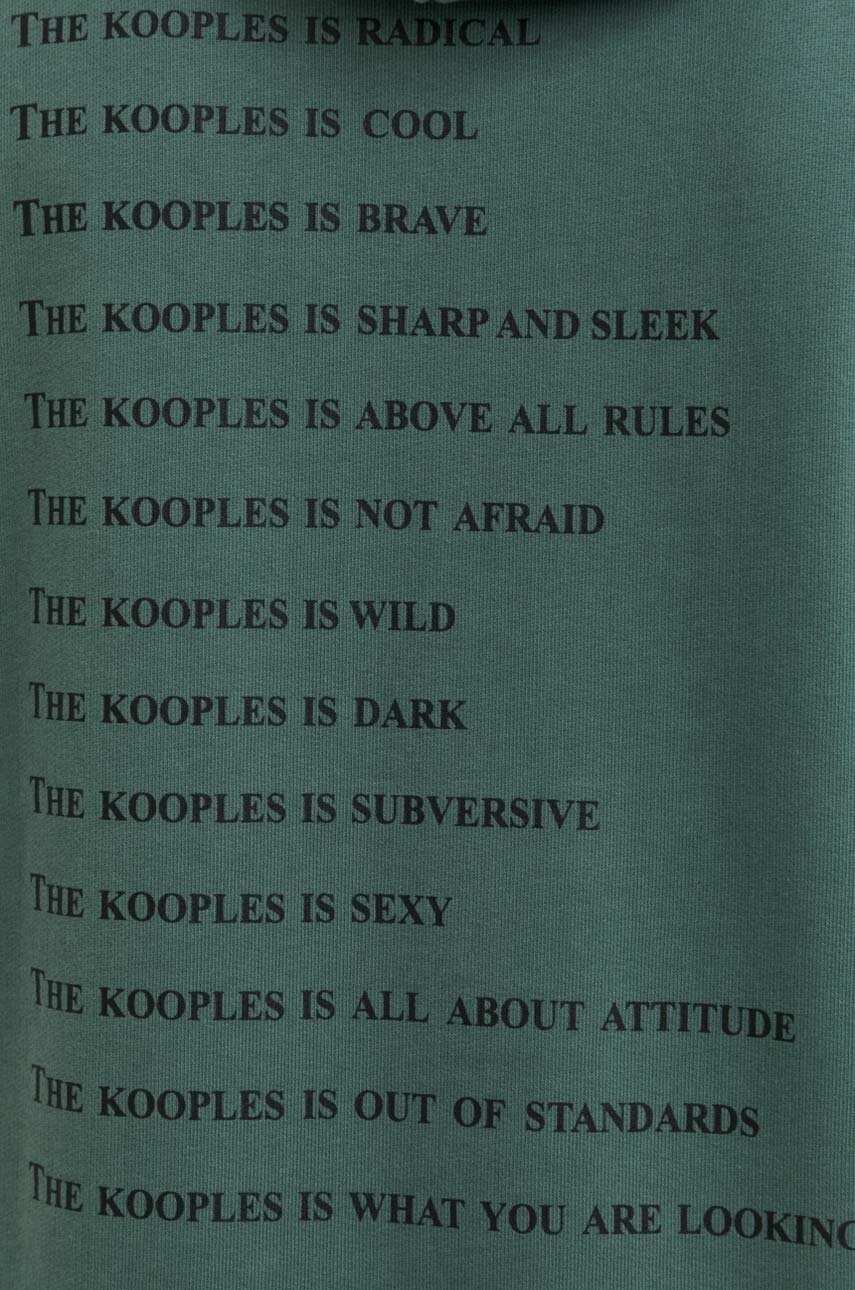 Бавовняна кофта The Kooples чоловіча колір зелений з капюшоном з принтом 