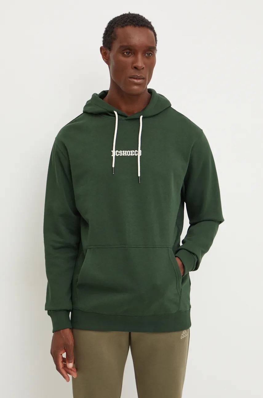 DC bluza barbati, culoarea verde, cu glugă, cu imprimeu, ADYFT03390 DC bluza barbati, culoarea verde, cu glugă, cu imprimeu, ADYFT03390