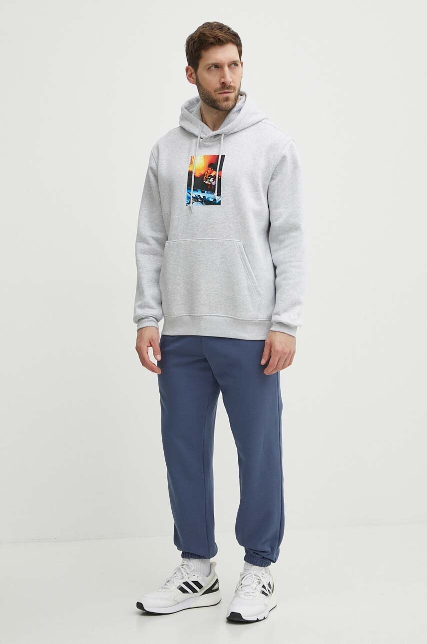 Μπλούζα adidas Originals χρώμα: γκρι, με κουκούλα, IS2907 φωτογραφία