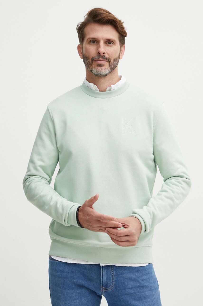 Karl Lagerfeld bluză bărbați, culoarea verde, cu imprimeu, 542900.705890