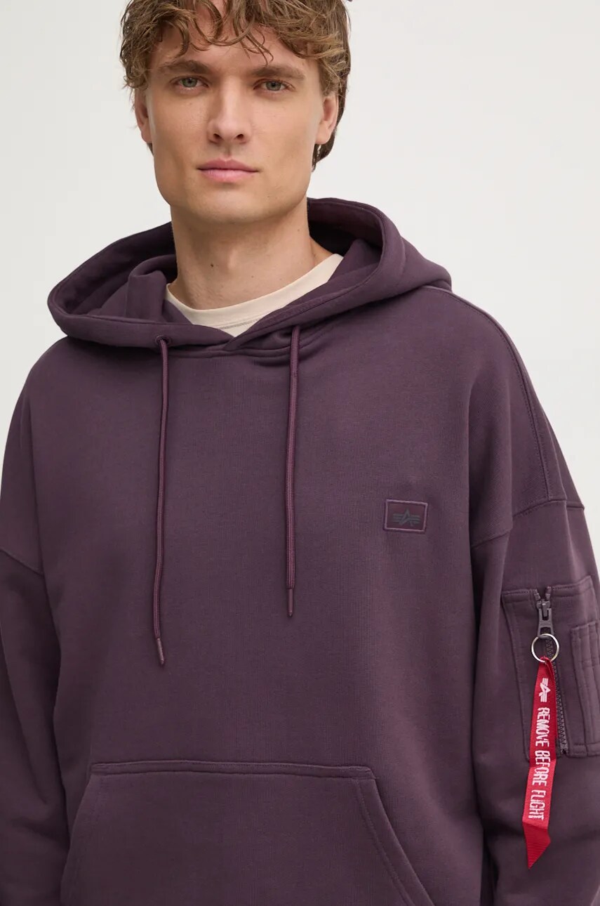 Alpha Industries bluza Essentials RL barbati, culoarea violet, cu gluga, neted, 146335