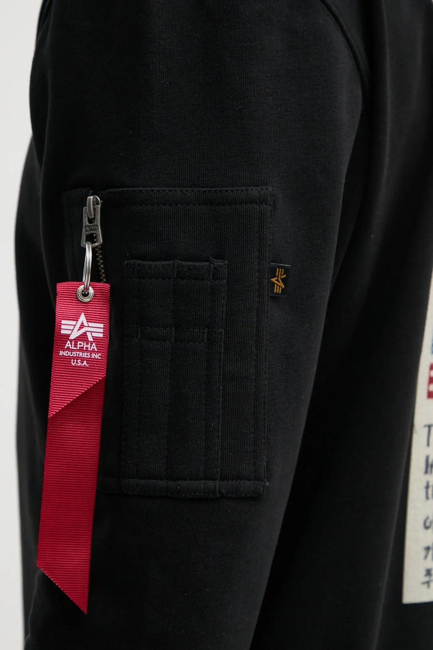 Кофта Alpha Industries USN Blood Chit чоловіча колір чорний з принтом 136300 