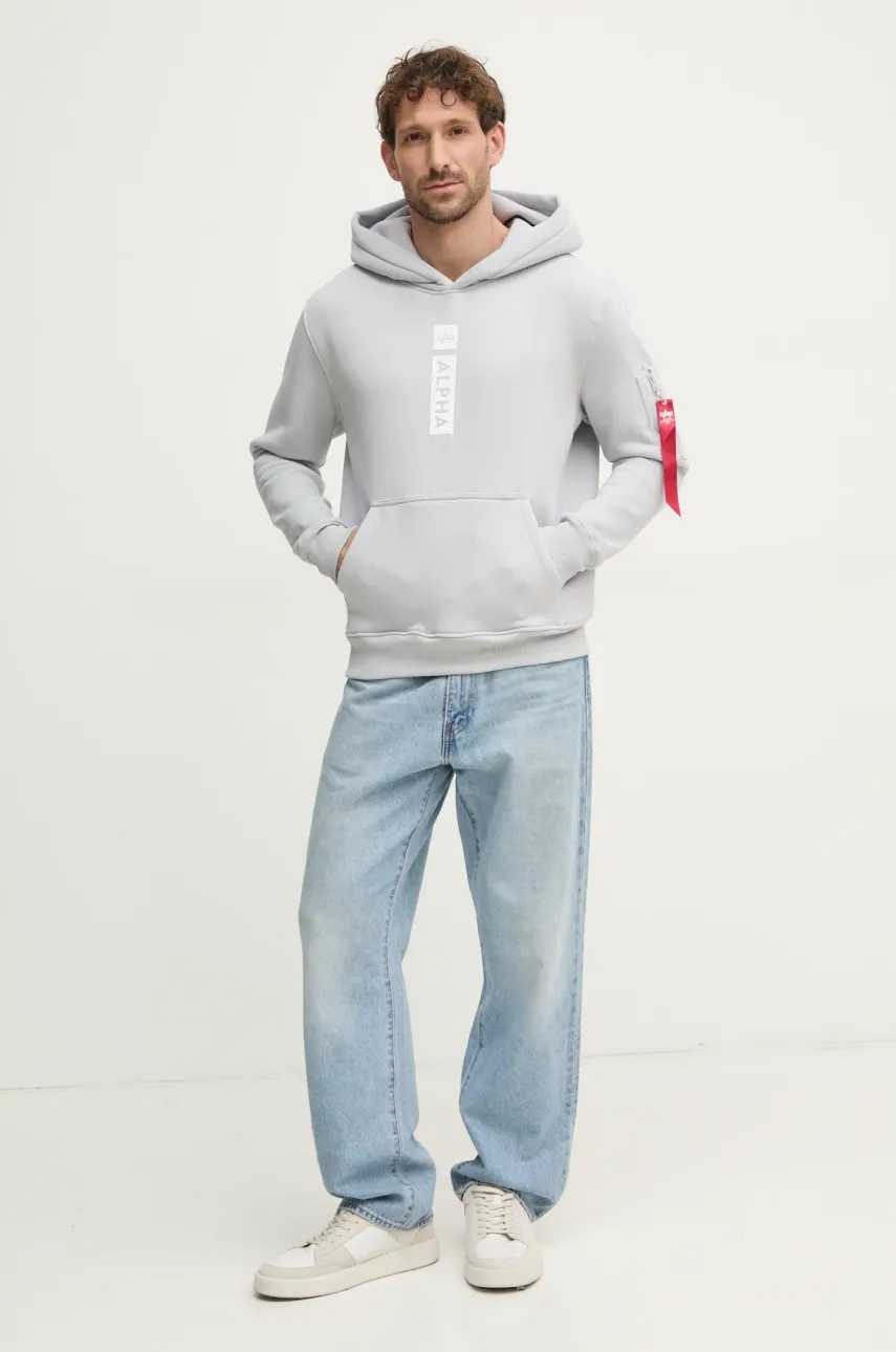 Кофта Alpha Industries PP Hoody мужская цвет чёрный с капюшоном с принтом 146338 Кофта Alpha Industries PP Hoody мужская цвет чёрный с капюшоном с принтом 146338