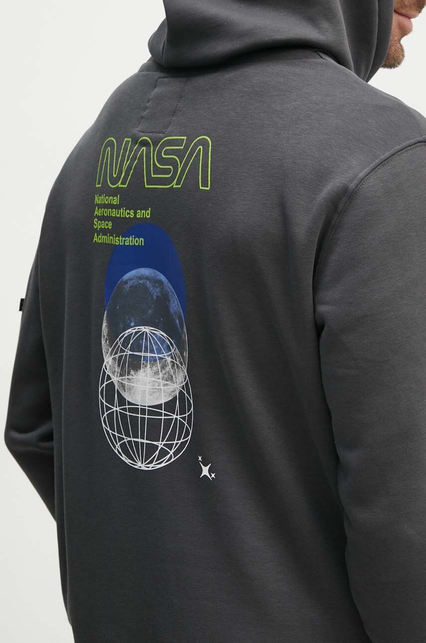 Pulover Alpha Industries NASA Orbit Hoody Moška, Siva Barva, S Kapuco, 146339