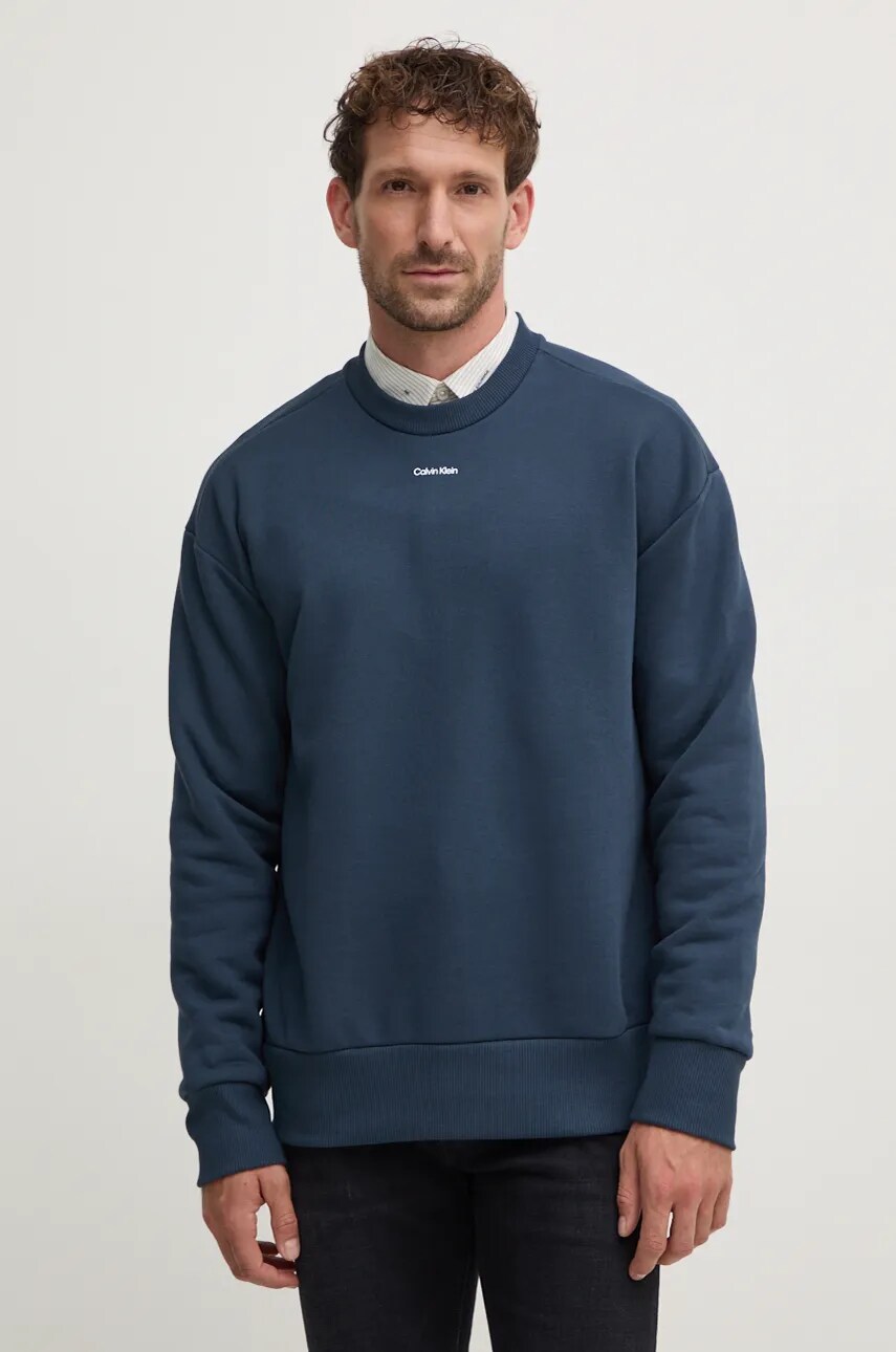 Levně Mikina Calvin Klein pánská, modrá barva, hladká, K10K112870