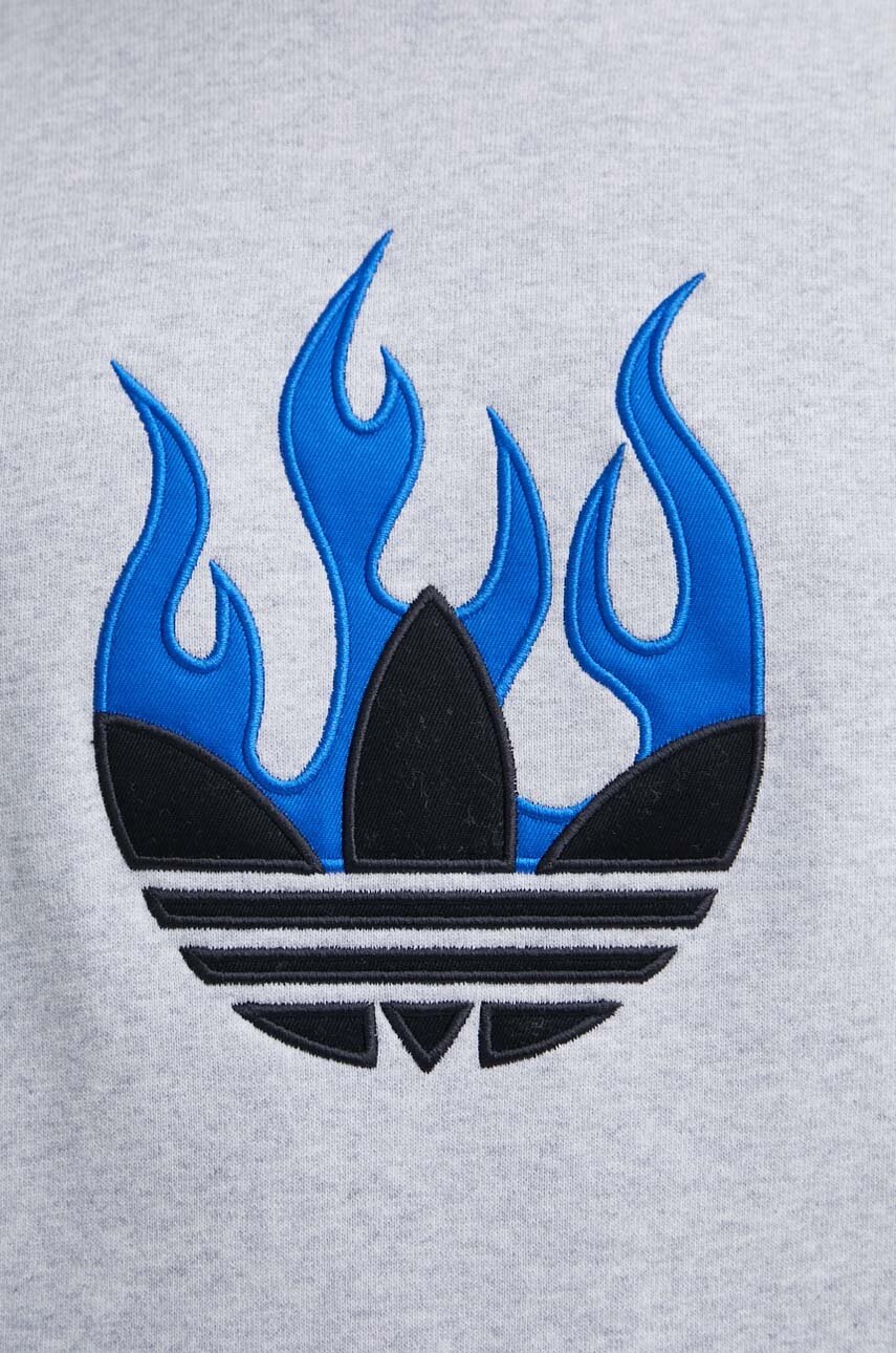 Βαμβακερή μπλούζα adidas Originals χρώμα: γκρι, με κουκούλα, IS2947 φωτογραφία