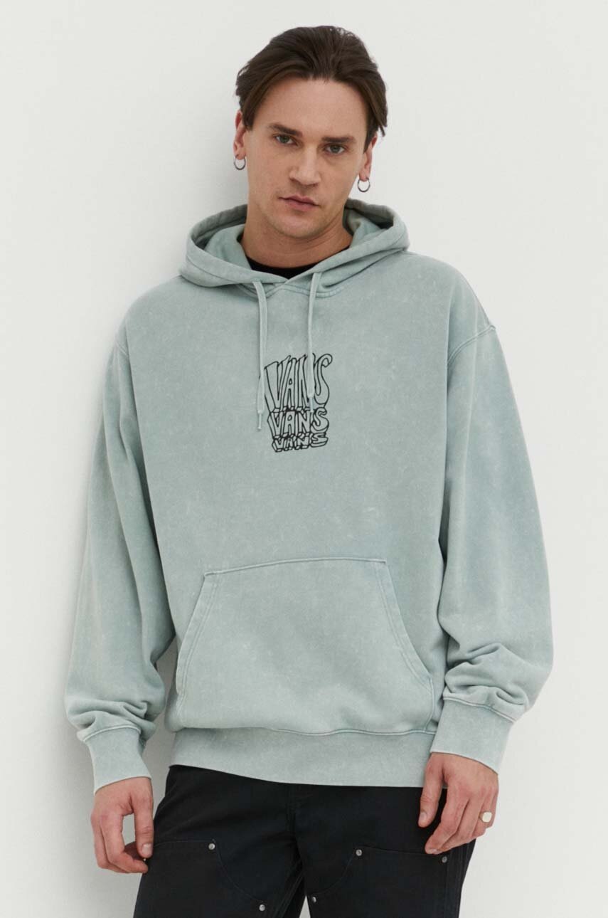 Μπλούζα Vans χρώμα: πράσινο, με κουκούλα φωτογραφία