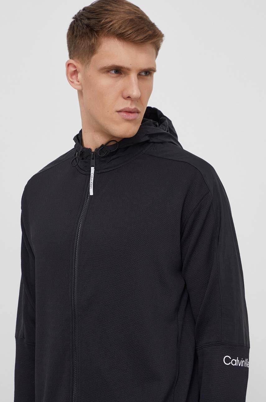 

Суичър за трениране Calvin Klein Performance в черно с качулка с изчистен дизайн, Черен