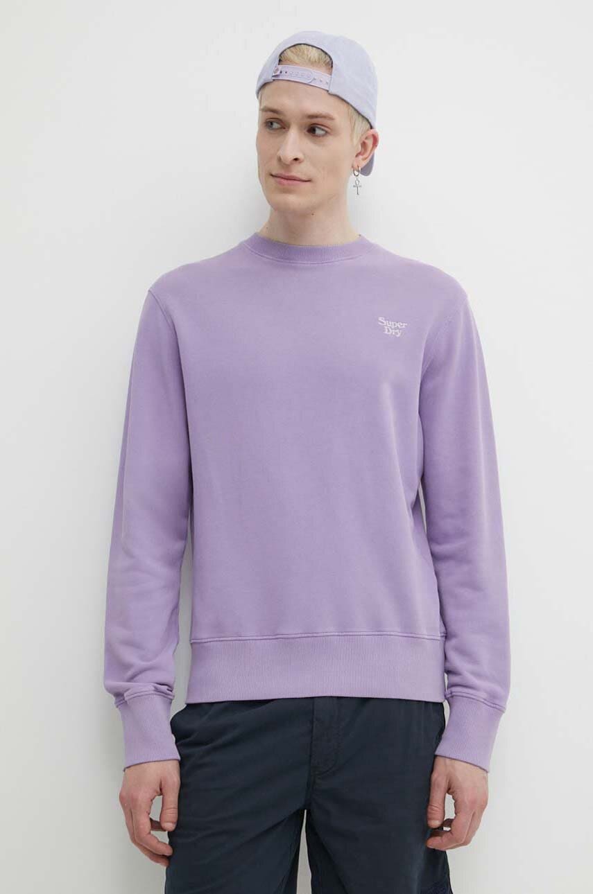 Superdry hanorac de bumbac barbati, culoarea violet, neted Superdry hanorac de bumbac barbati, culoarea violet, neted