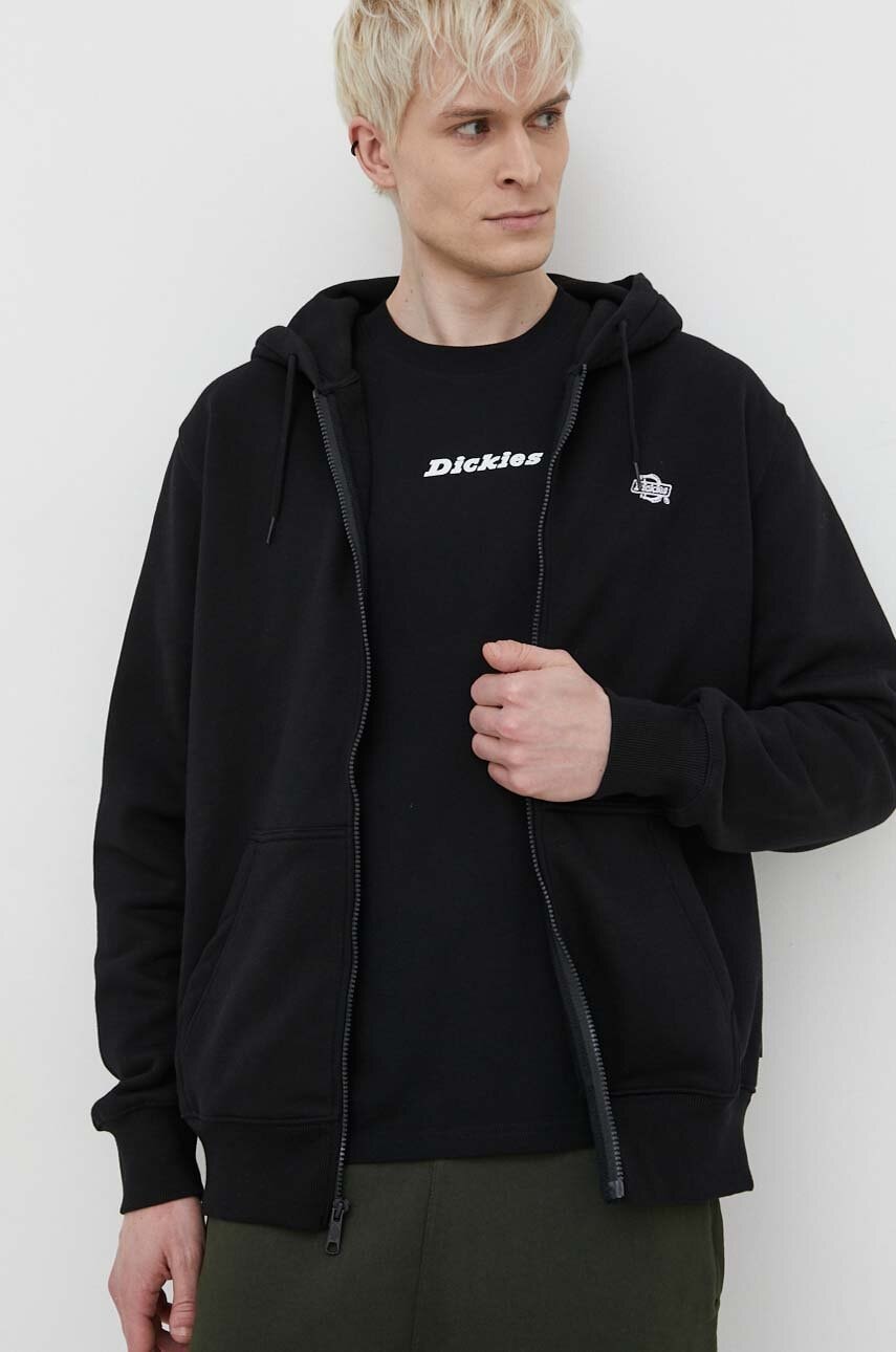 Dickies bluza SUMMERDALE ZIP THROUGH barbati, culoarea negru, cu glugă, neted, DK0A4YQA