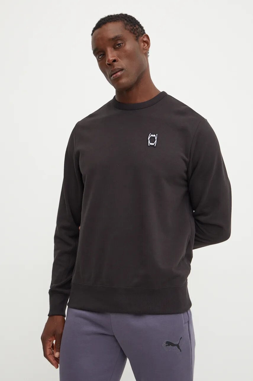 Puma hanorac de bumbac Pivot barbati, culoarea negru, neted, 624782
