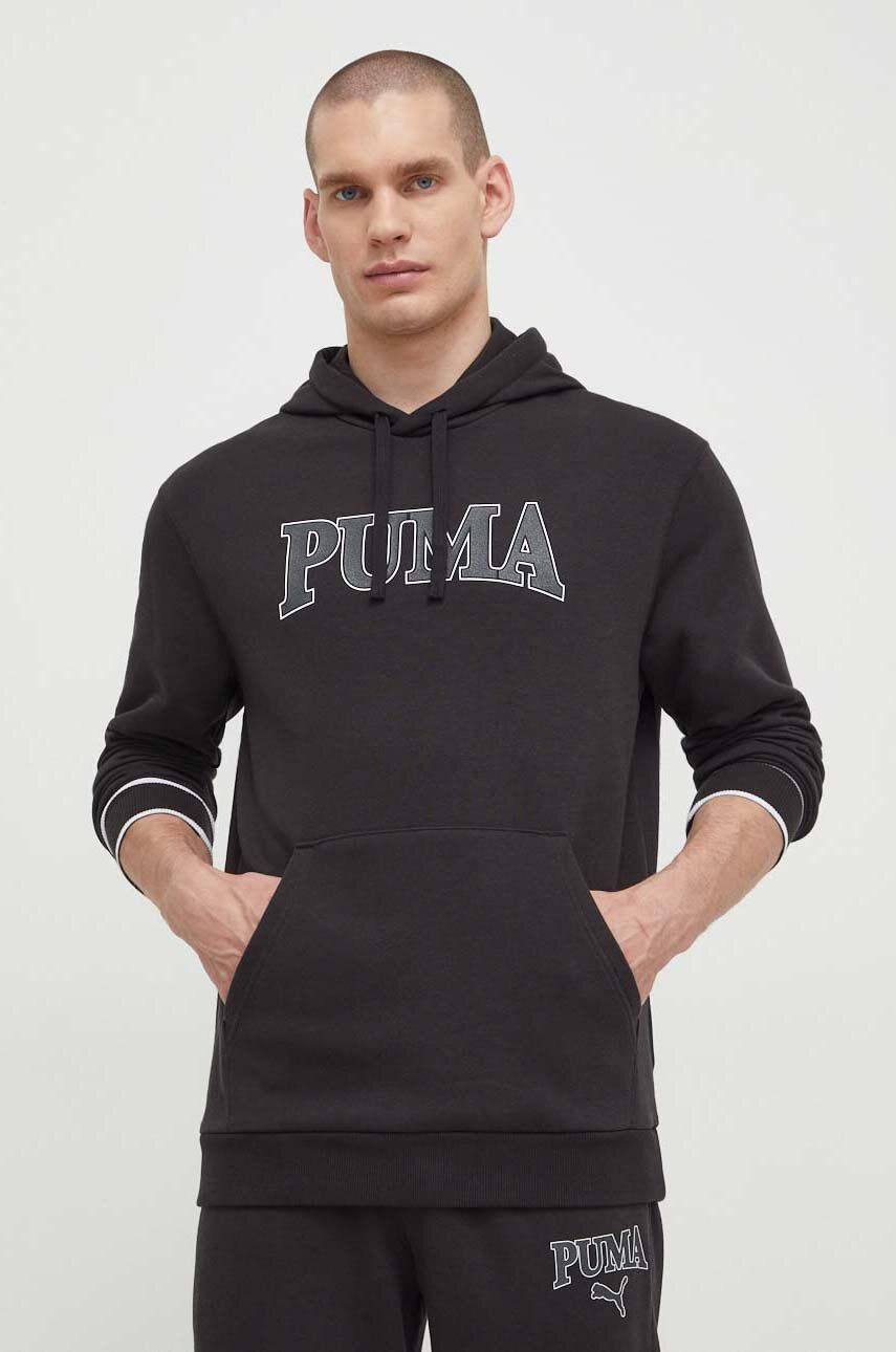 Puma bluză SQUAD bărbați, culoarea negru, cu glugă, cu imprimeu 678969
