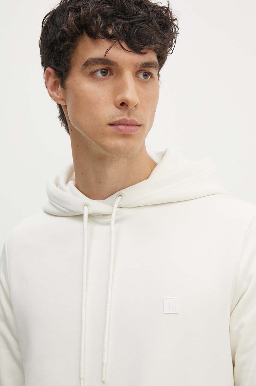 Кофта Calvin Klein Jeans чоловіча колір білий з капюшоном однотонна J30J325149 