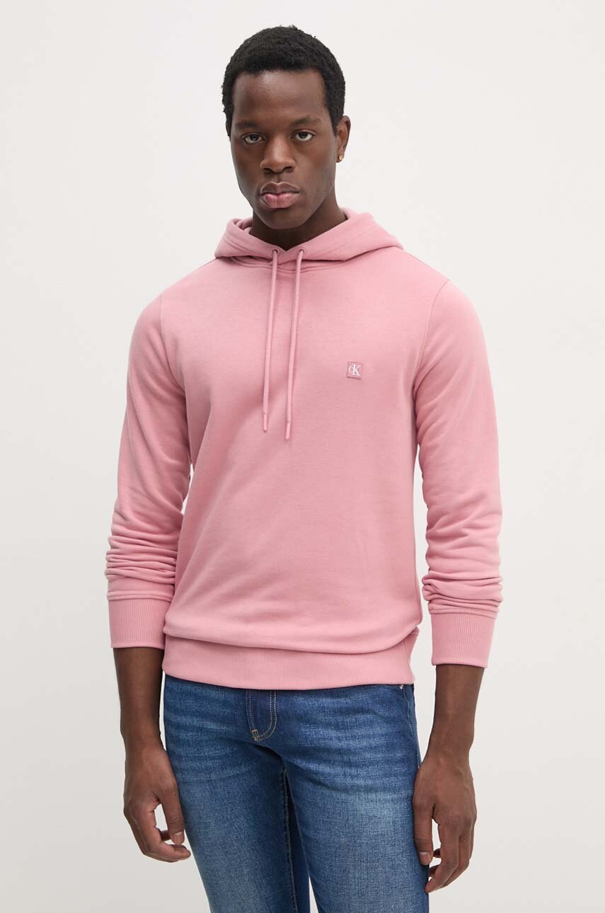 

Суичър Calvin Klein Jeans в розово с качулка с изчистен дизайн J30J325149, Розов