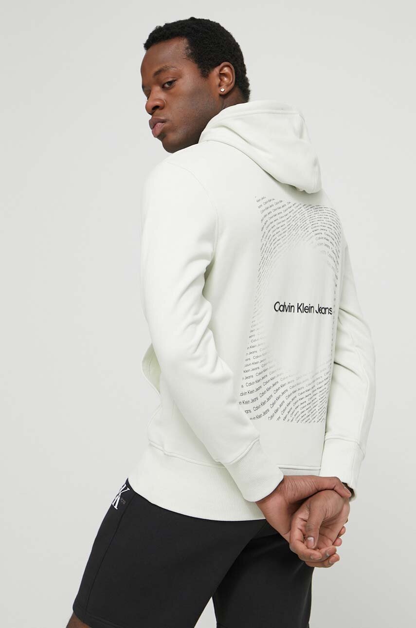 

Памучен суичър Calvin Klein Jeans в зелено с качулка принт J30J325353, Зелен