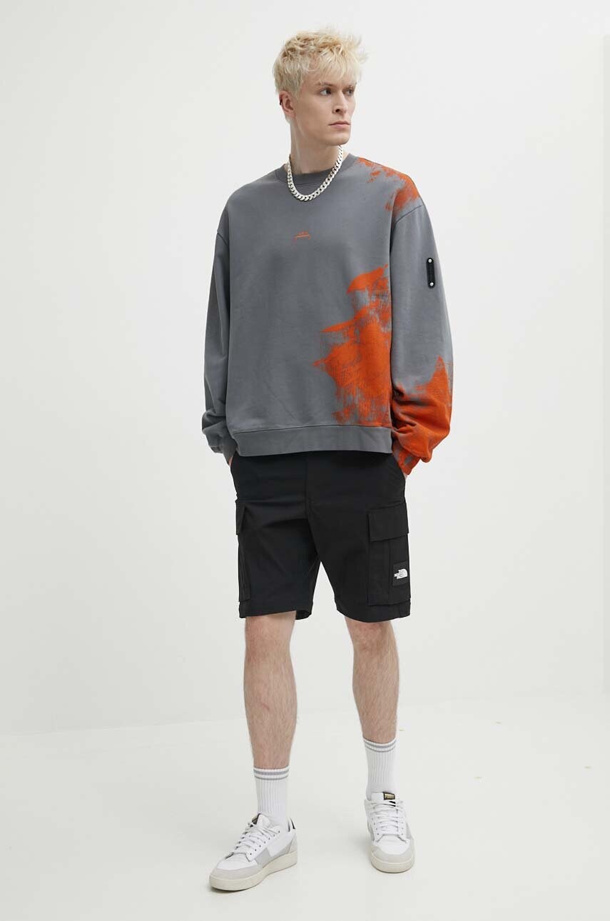 Βαμβακερή μπλούζα A-COLD-WALL* Brushstroke Crewneck χρώμα: γκρι, ACWMW184 φωτογραφία