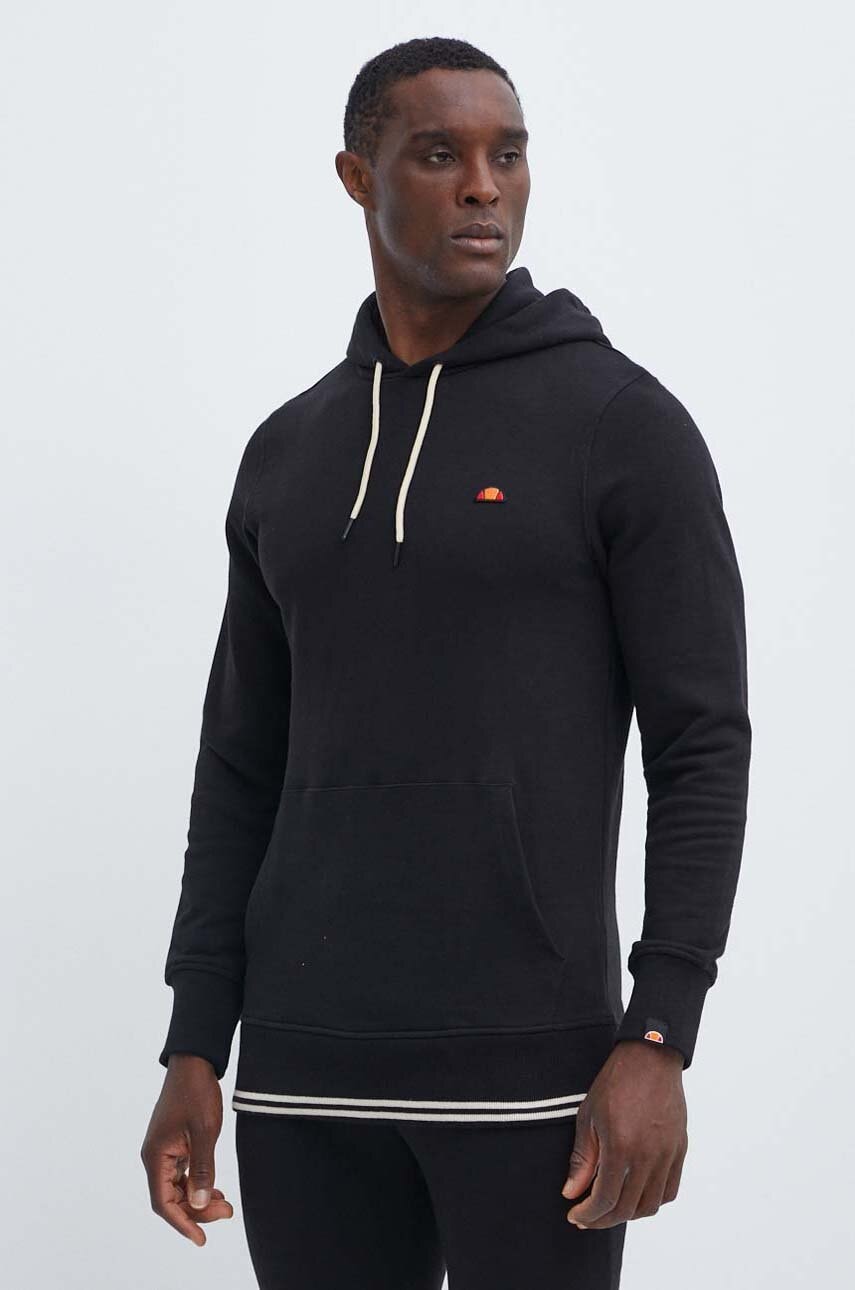 Ellesse hanorac de bumbac Koda OH Hoody barbati, culoarea negru, cu glugă, neted, SHR16446
