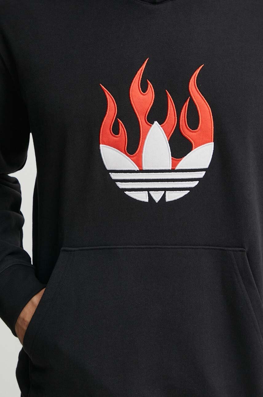 Βαμβακερή μπλούζα adidas Originals χρώμα: μαύρο, με κουκούλα, IS0208 φωτογραφία