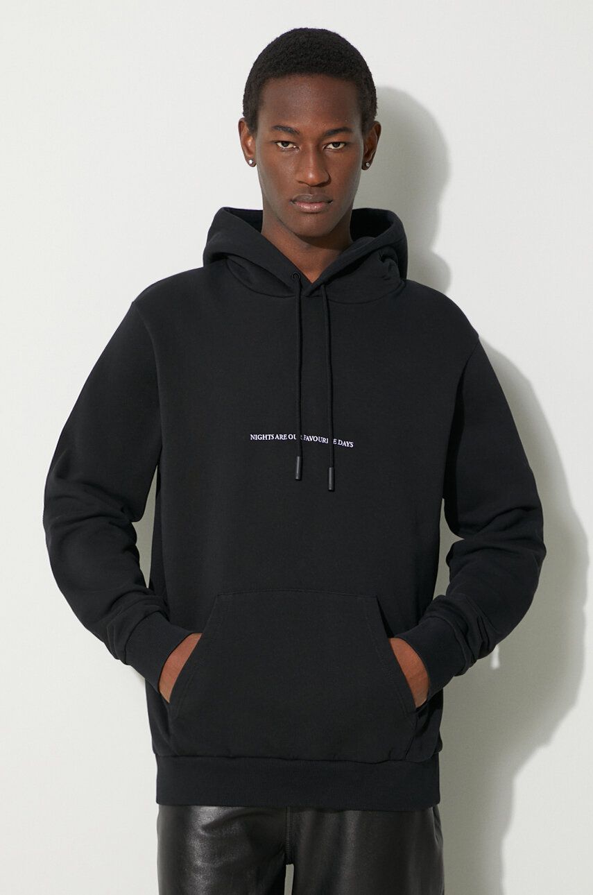 Marcelo Burlon hanorac de bumbac Party Quote Regular Hoodie bărbați, culoarea negru, cu glugă, cu imprimeu, CMBB007S24FLE0051001