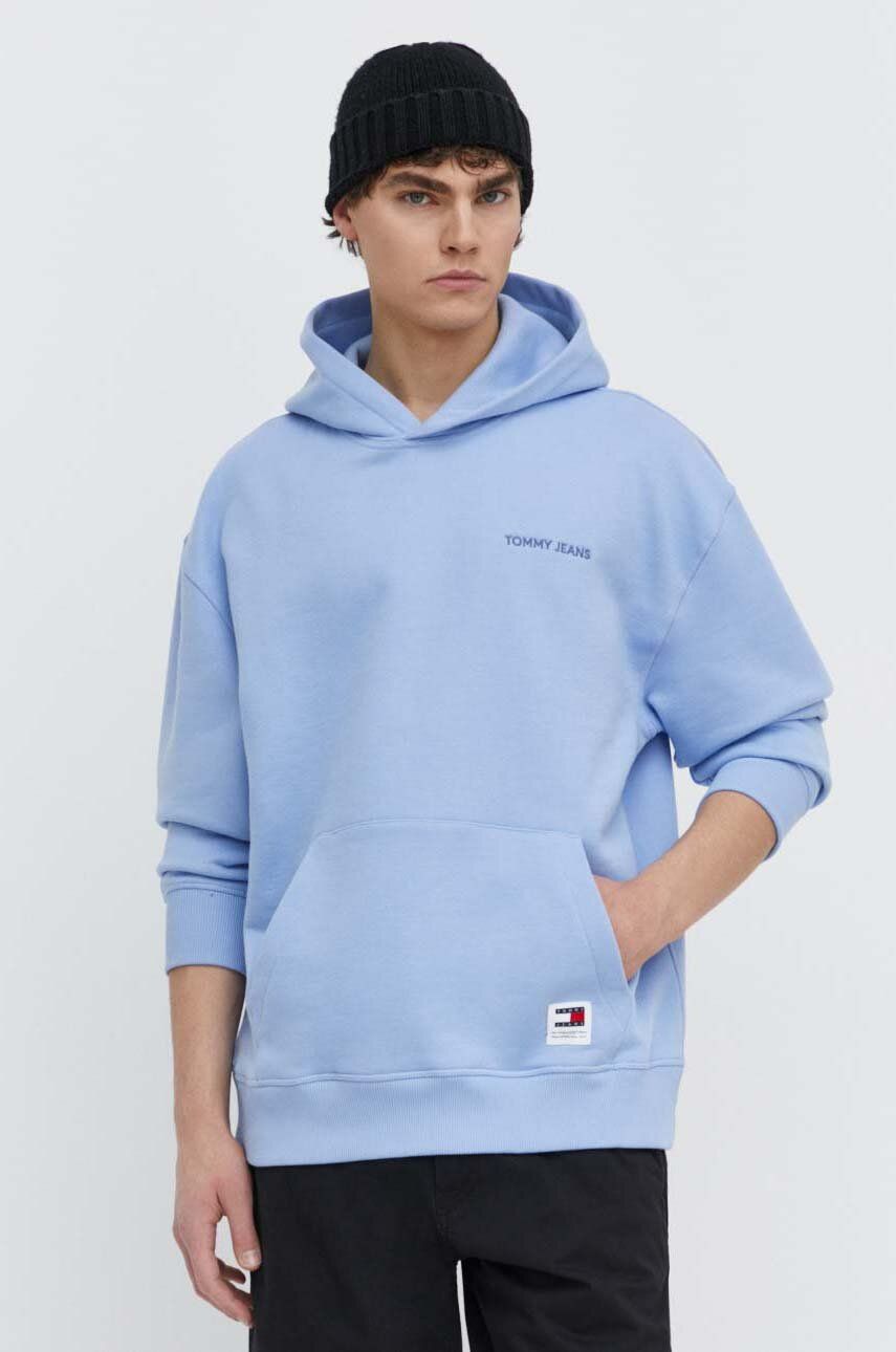 Tommy Jeans hanorac de bumbac bărbați, cu glugă, imprimeu DM0DM18612