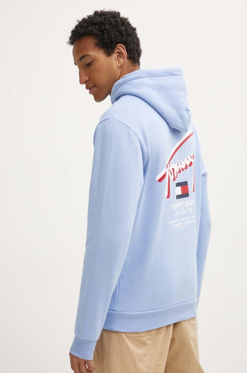 

Суичър Tommy Jeans в синьо с качулка принт DM0DM18647, Син