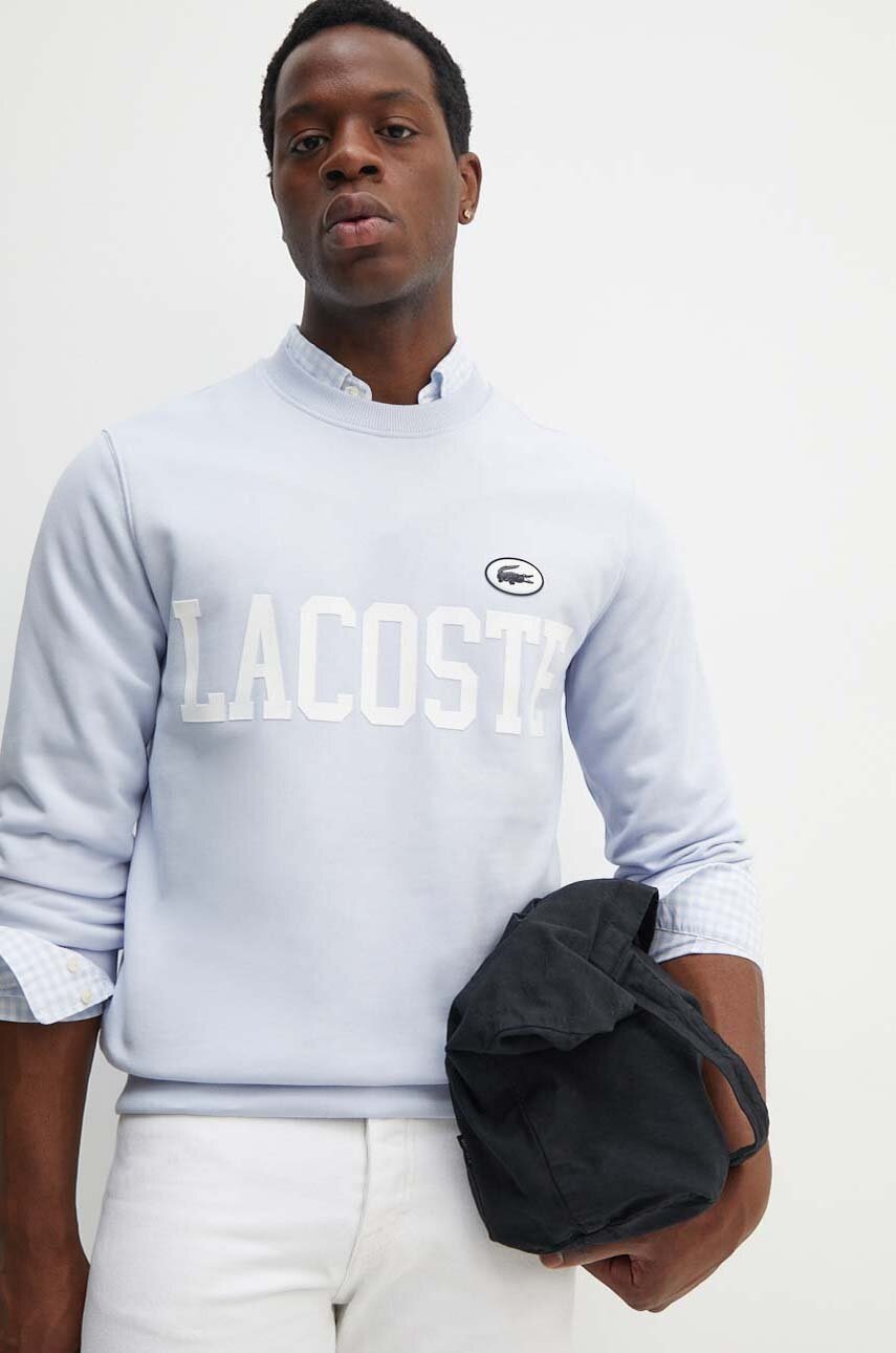 

Памучен суичър Lacoste в синьо с апликация, Син