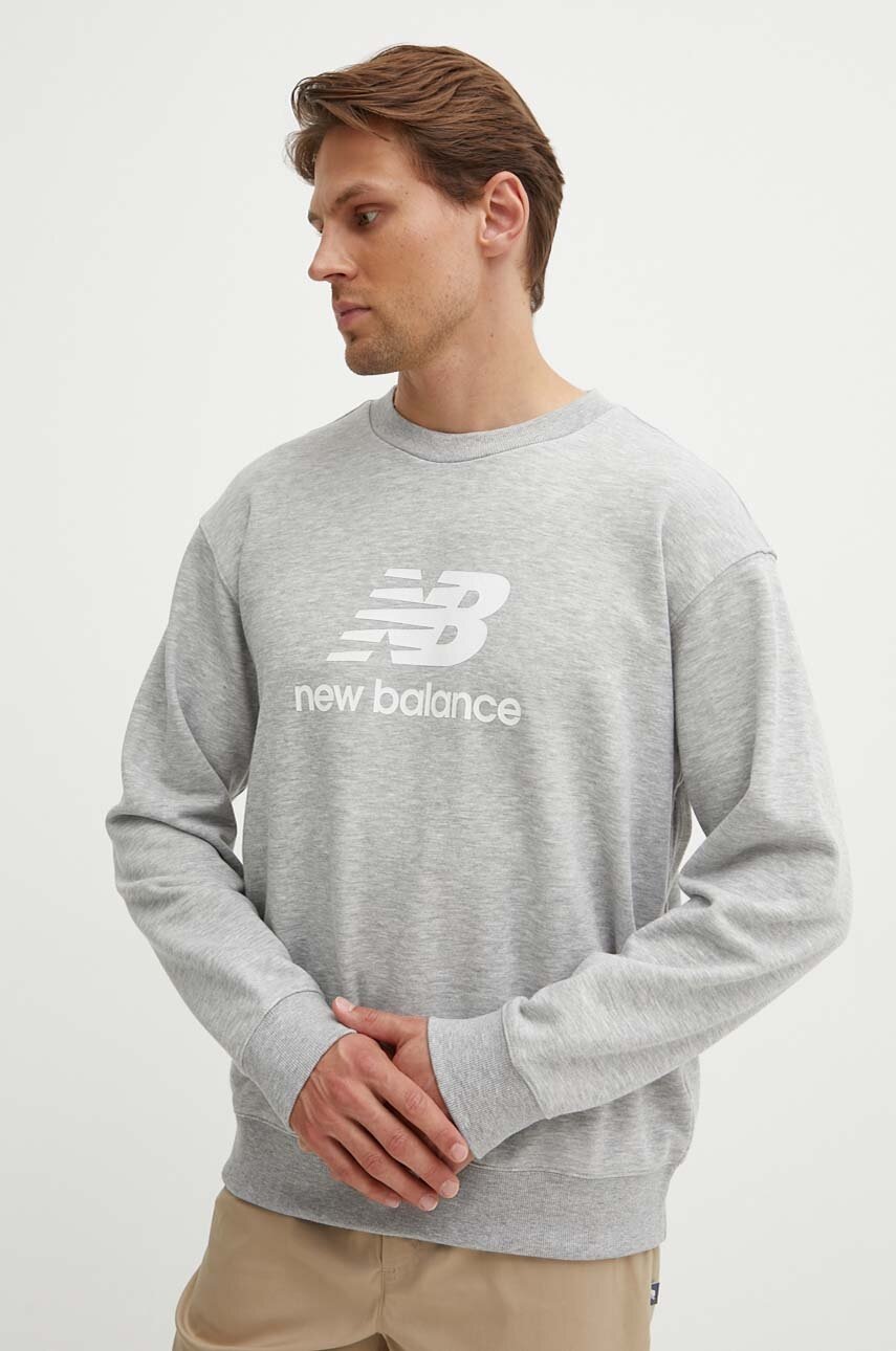 

Суичър New Balance French Terry Crew в сиво с принт MT41500AG, Сив