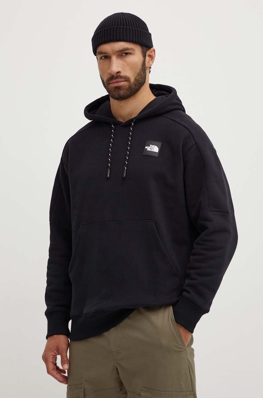 The North Face hanorac de bumbac U The 489 Hoodie bărbați, culoarea negru, cu glugă, cu imprimeu, NF0A87D7JK31