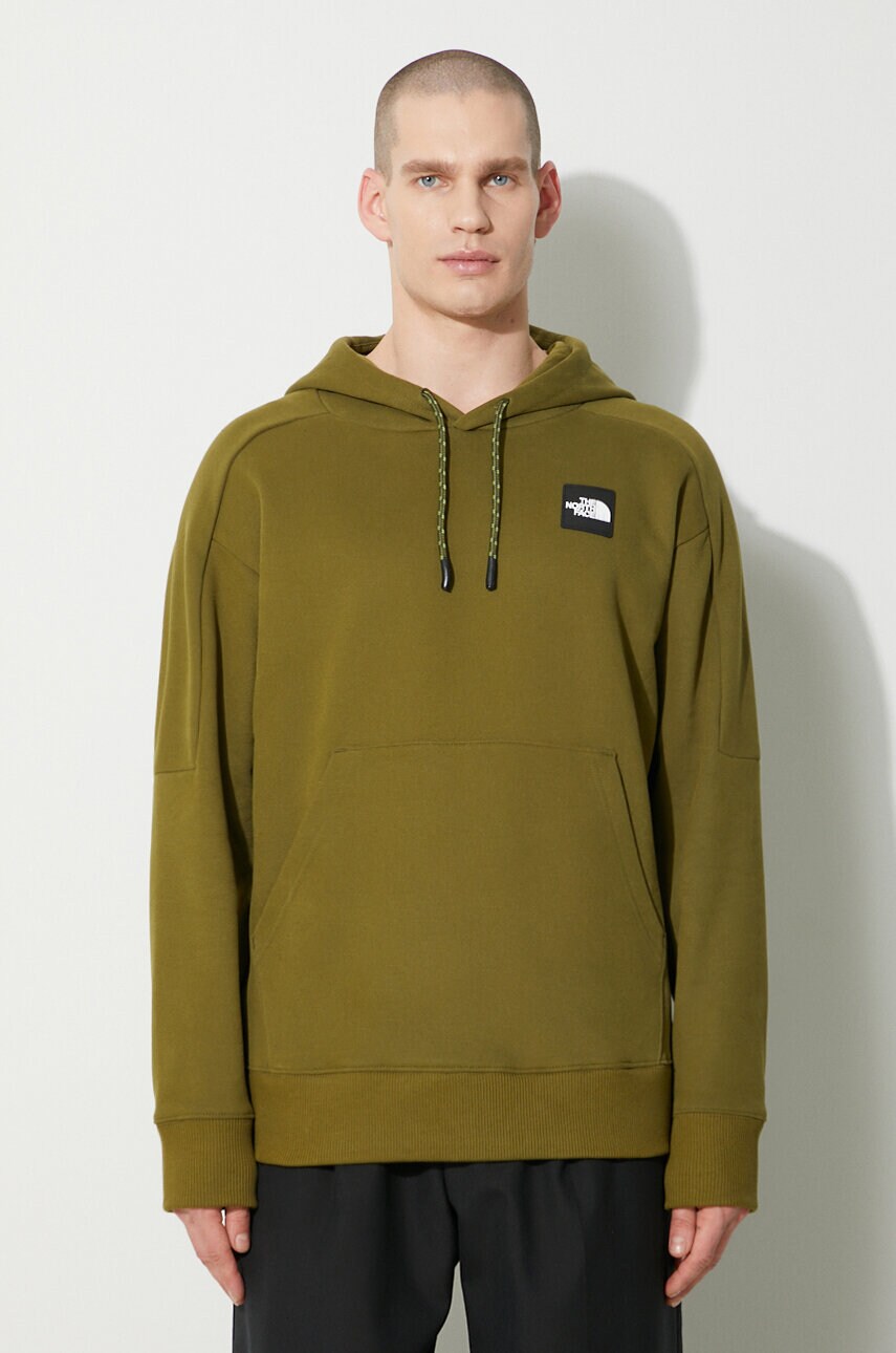 The North Face hanorac de bumbac U The 489 Hoodie bărbați, culoarea verde, cu glugă, cu imprimeu, NF0A87D7PIB1
