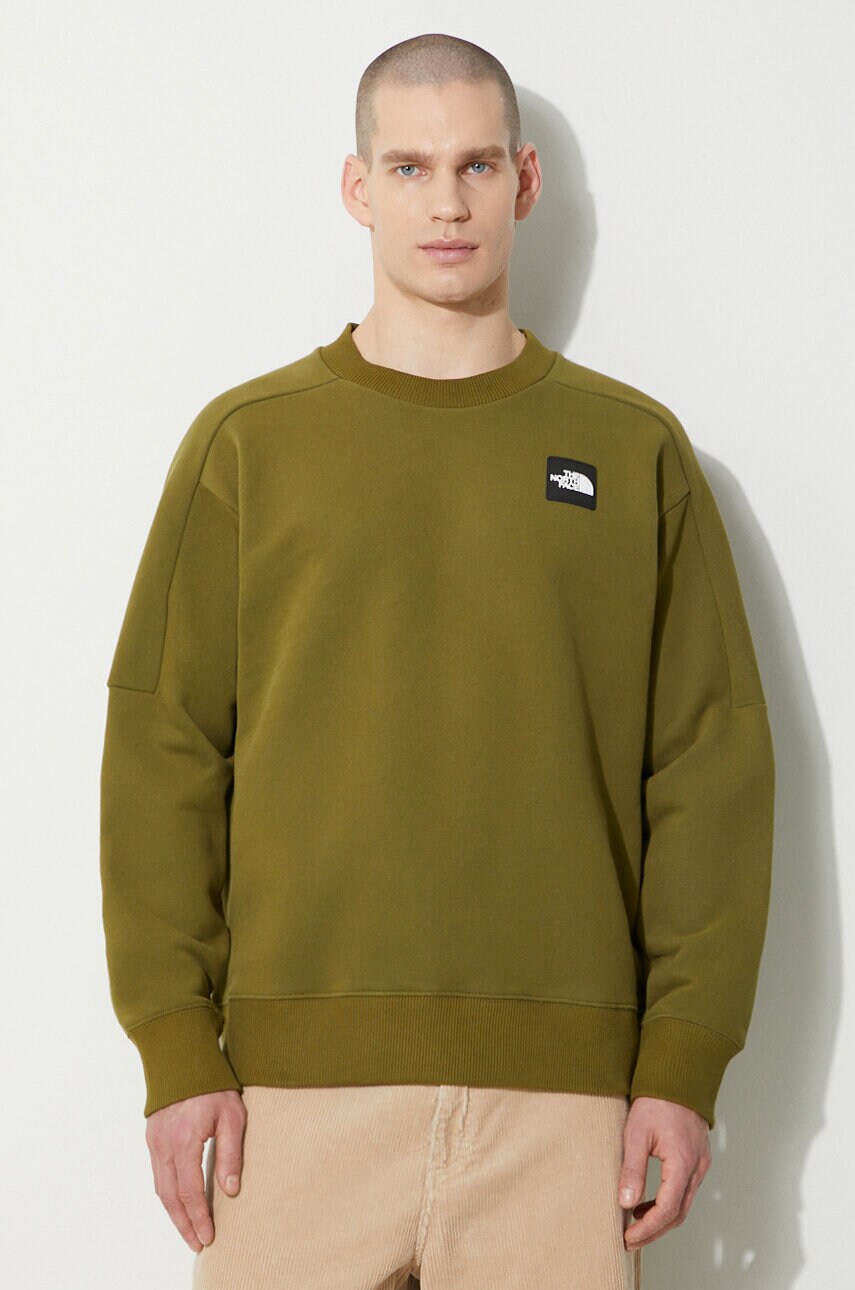 The North Face hanorac de bumbac U The 489 Crew bărbați, culoarea verde, cu imprimeu, NF0A87D8PIB1