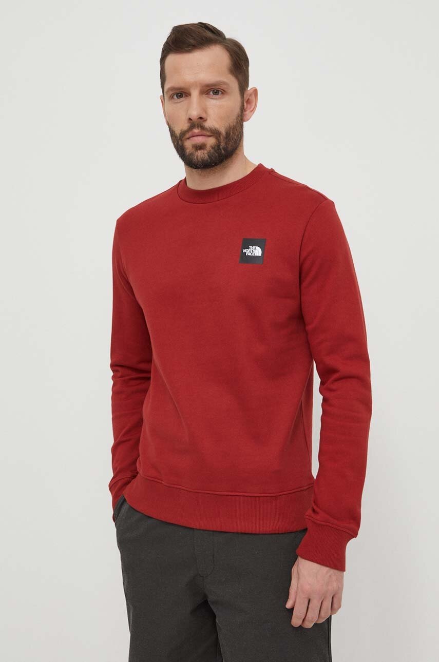 The North Face pamut melegítőfelső piros, férfi, nyomott mintás, NF0A87EBPOJ1 termék 2. képe