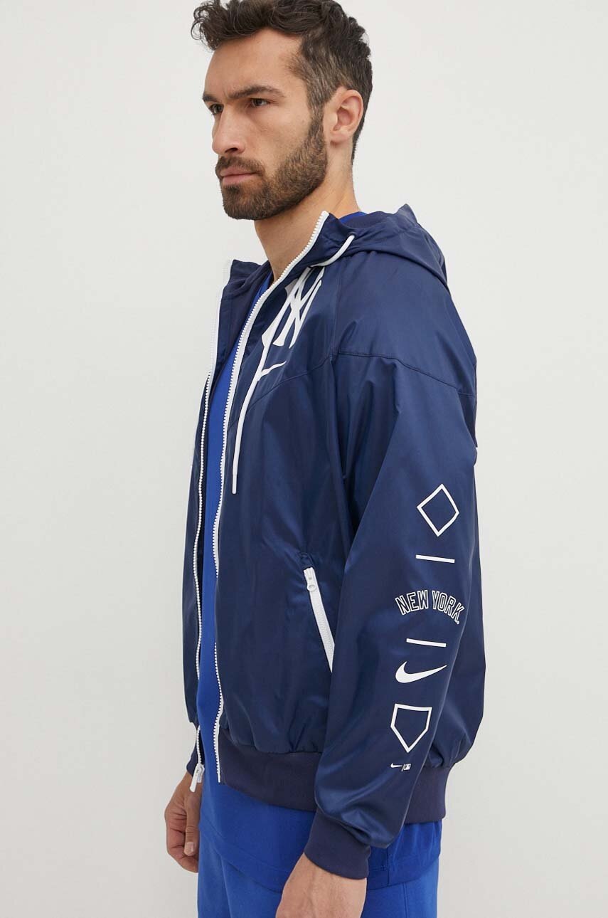 Nike windbreaker New York Yankees culoarea albastru marin, de tranzitie