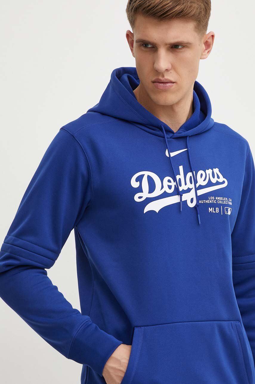 Nike bluza Los Angeles Dodgers barbati, culoarea violet, cu glugă, cu imprimeu