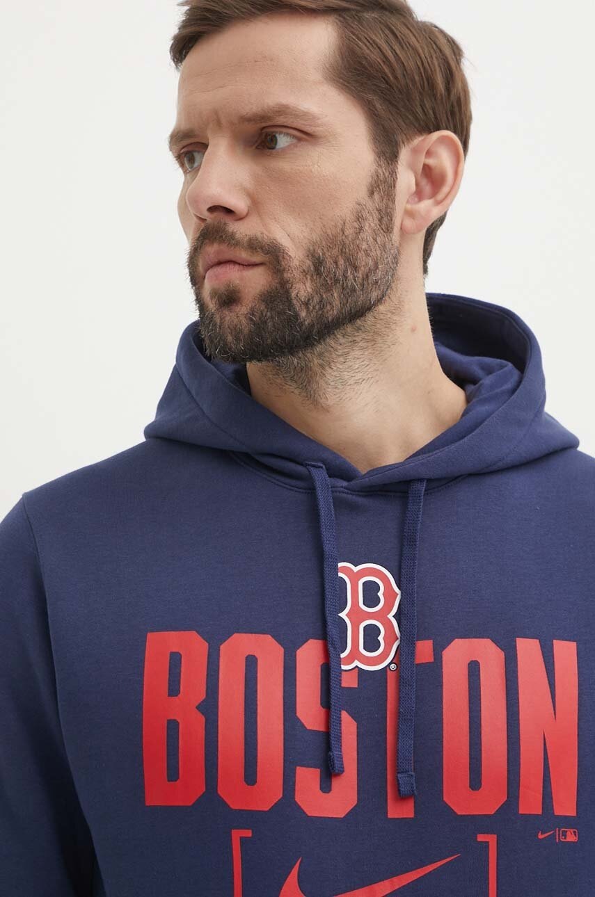 Кофта Nike Boston Red Sox чоловіча колір синій з капюшоном з принтом 