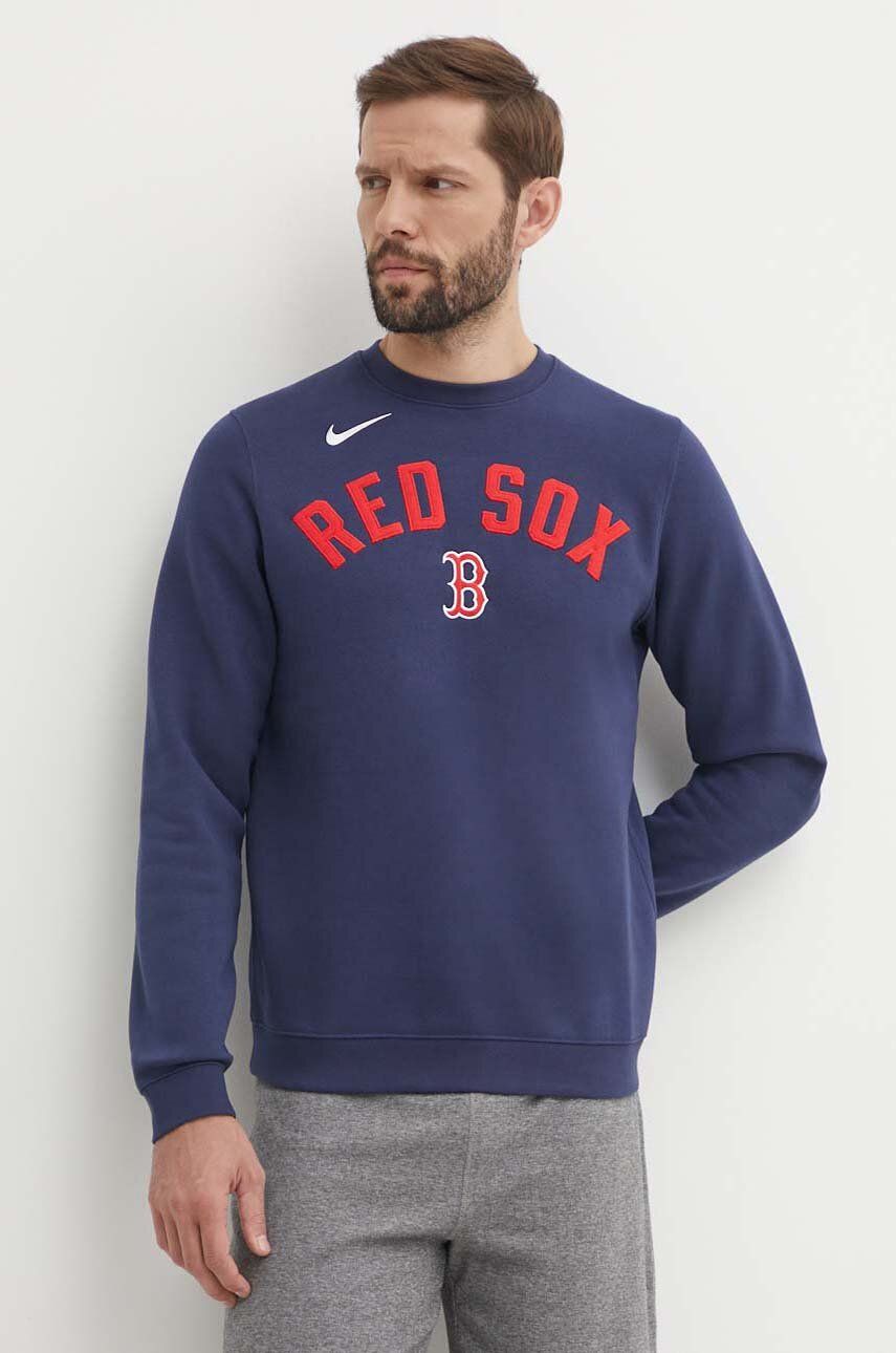Nike bluza Boston Red Sox barbati, culoarea albastru marin, cu imprimeu