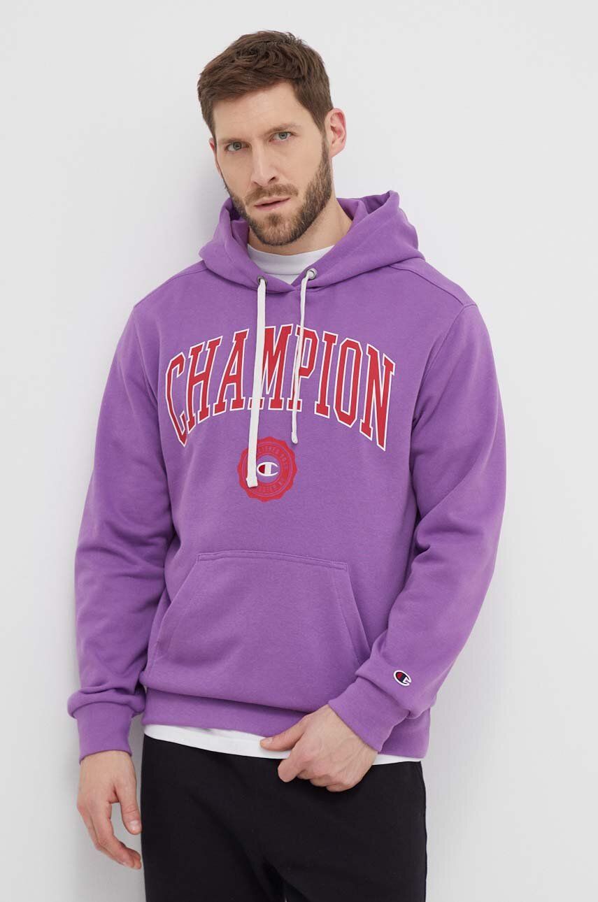 Champion bluză bărbați, culoarea violet, cu glugă, cu imprimeu 219830