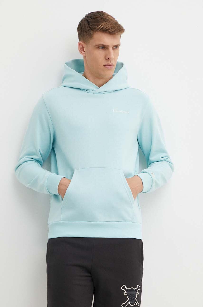 

Суичър Champion в синьо с качулка с изчистен дизайн E20000, Тюркоазен