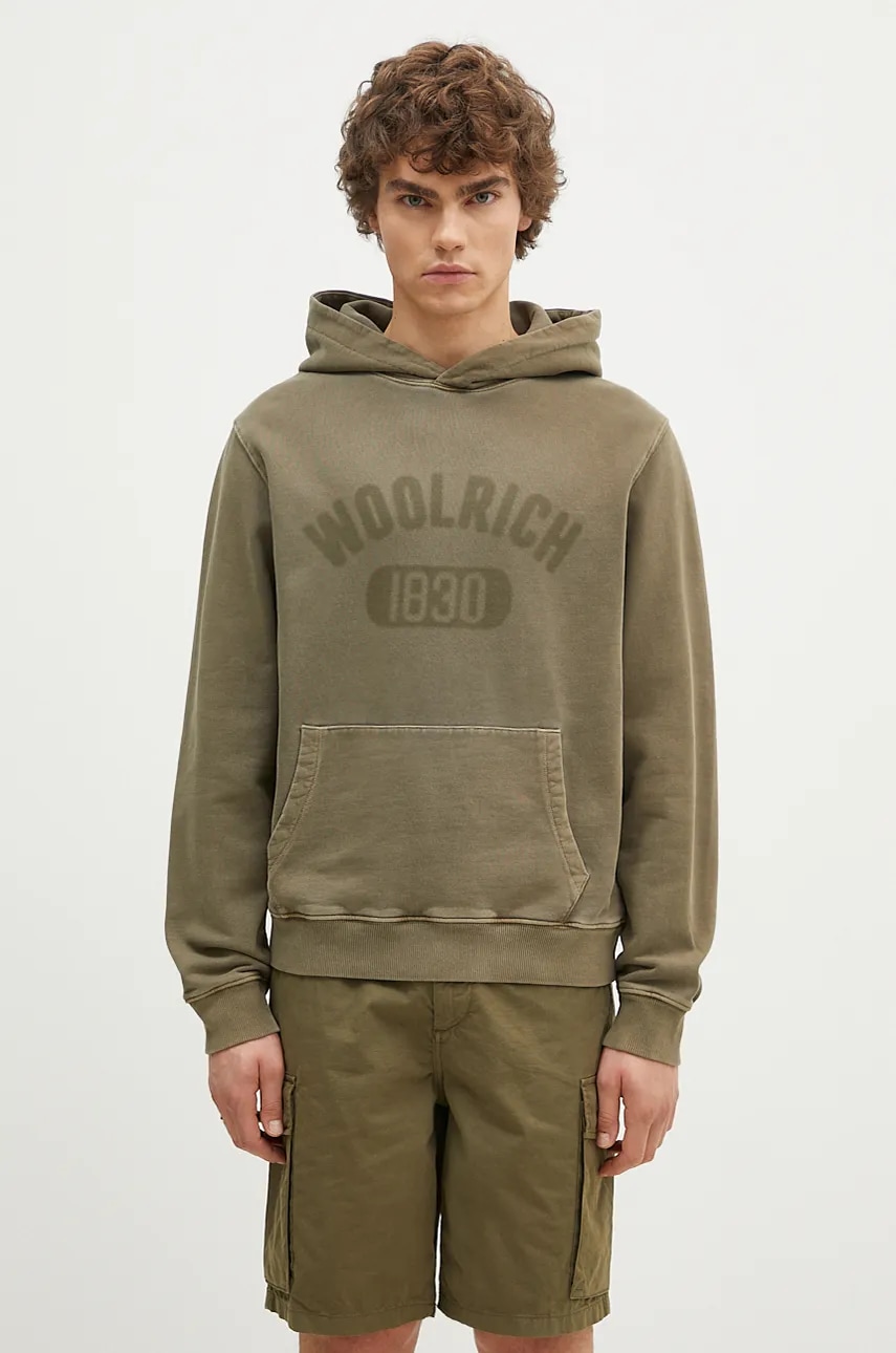 Woolrich bluza bawełniana Garment Dyed Logo Hoodie