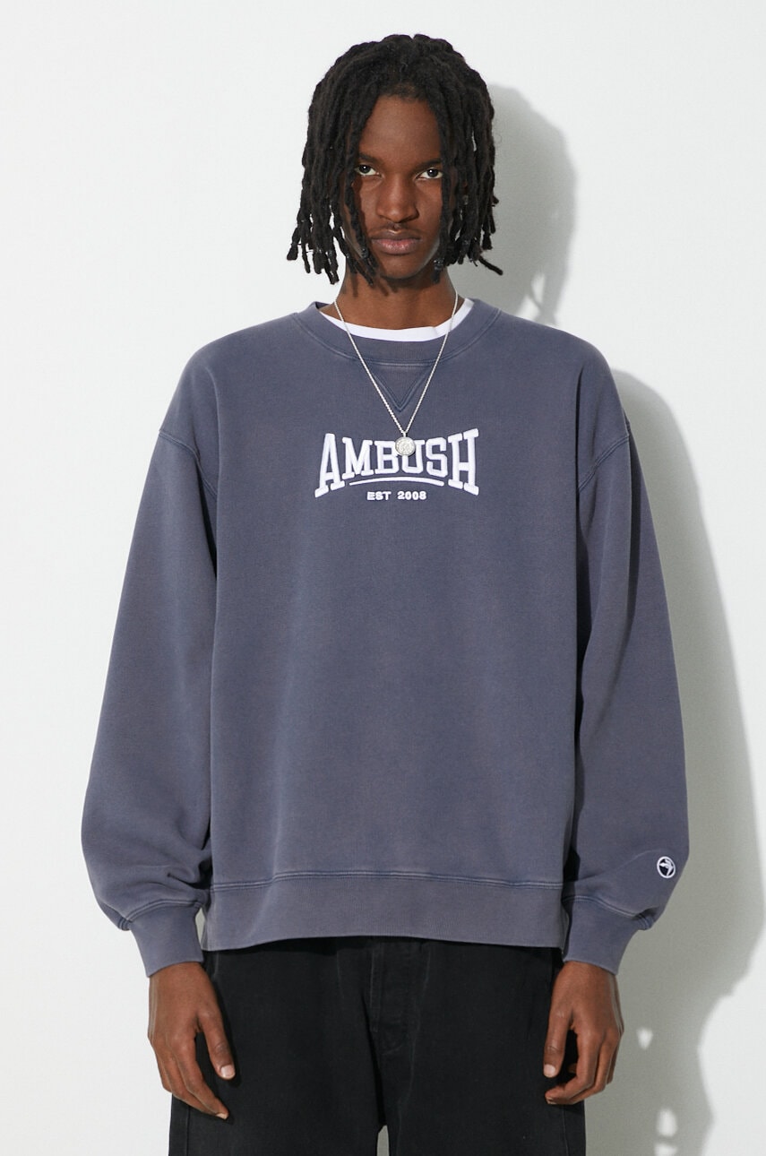 AMBUSH hanorac de bumbac Graphic Crewneck Insignia barbati, cu imprimeu, BMBA001S24FLE AMBUSH hanorac de bumbac Graphic Crewneck Insignia barbati, cu imprimeu, BMBA001S24FLE