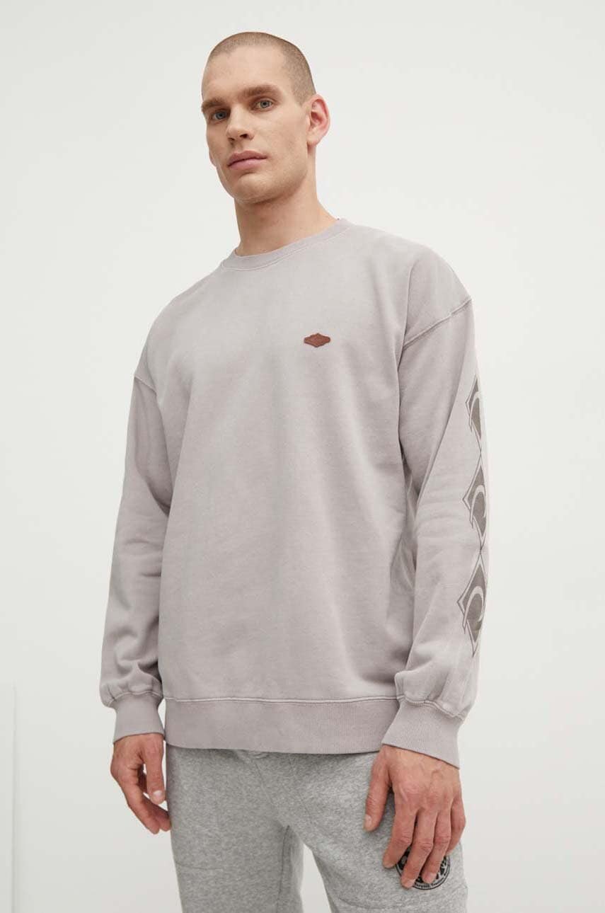 Rip Curl hanorac de bumbac barbati, culoarea gri, cu imprimeu Rip Curl hanorac de bumbac barbati, culoarea gri, cu imprimeu