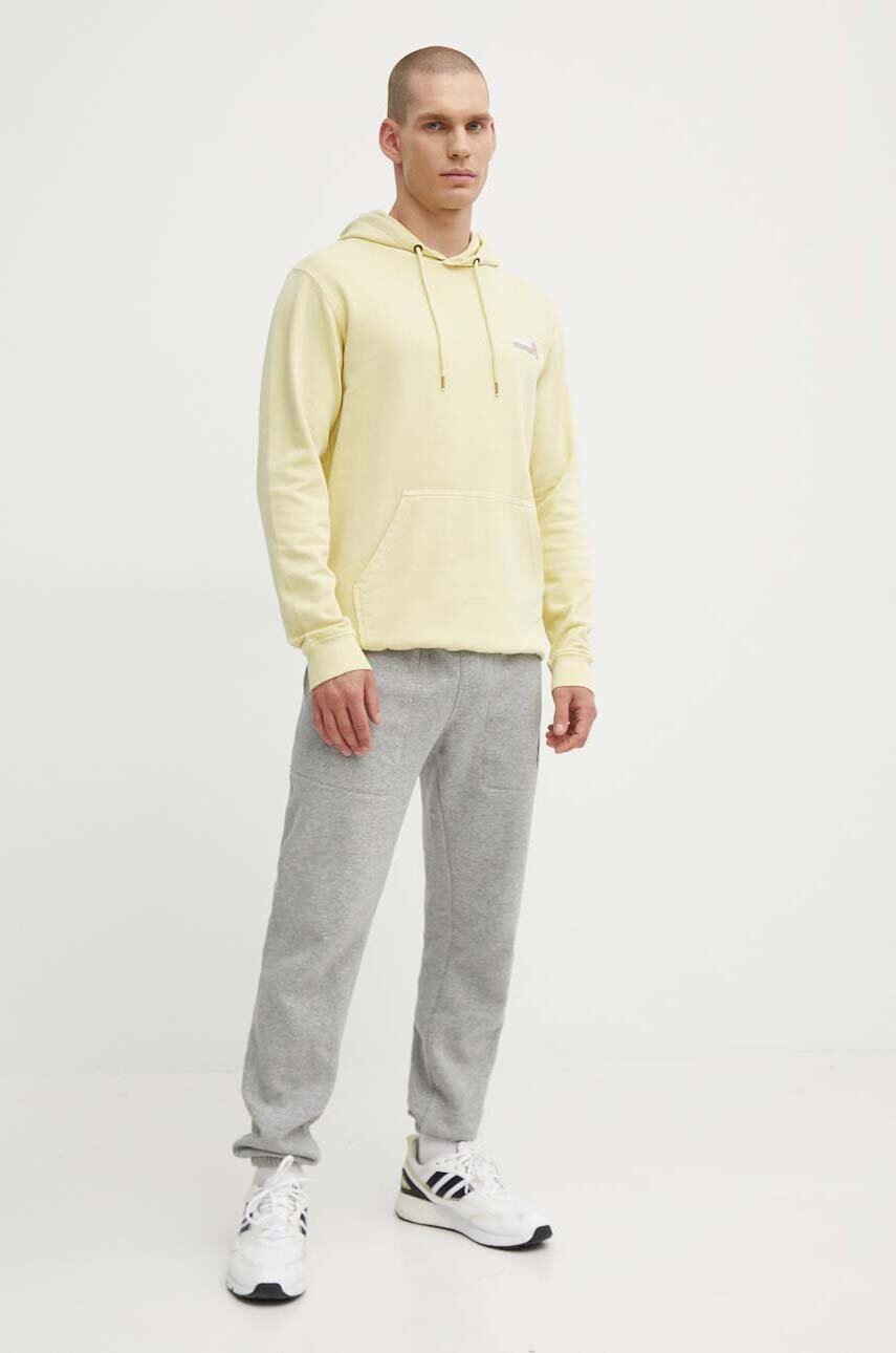 Βαμβακερή μπλούζα Rip Curl χρώμα: κίτρινο, με κουκούλα φωτογραφία