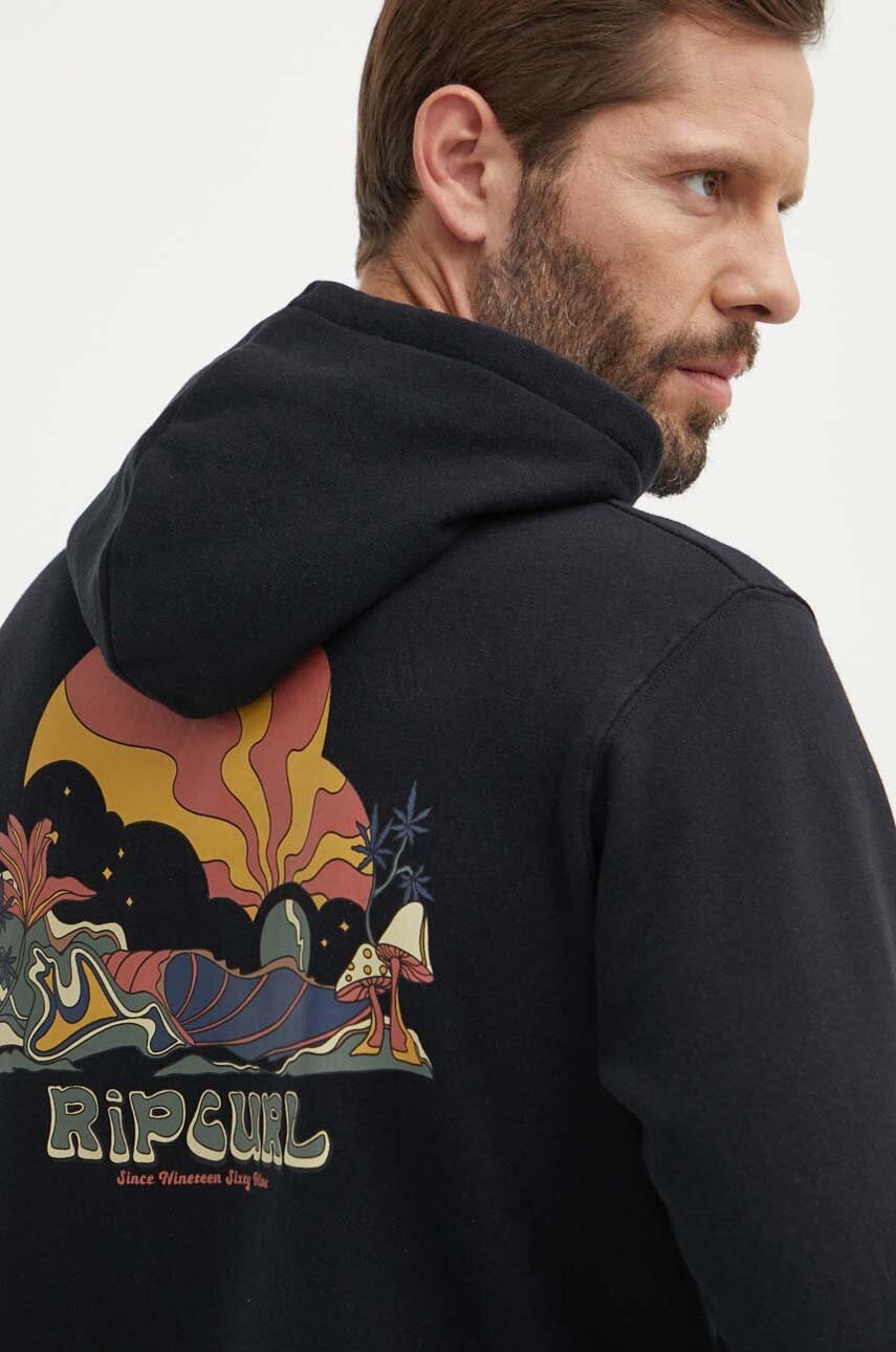 

Суичър Rip Curl в черно с качулка с принт, Черен