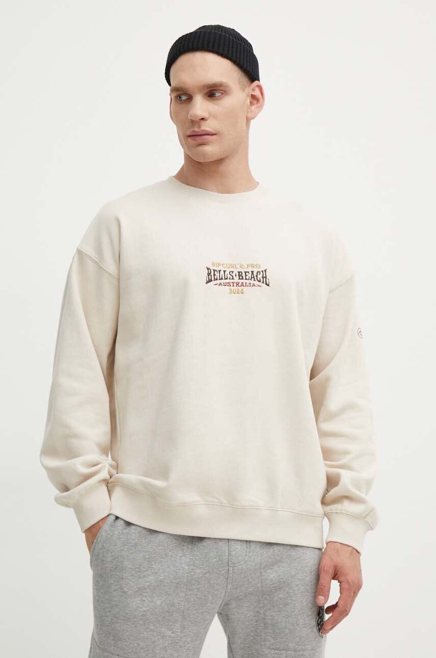 Rip Curl bluza barbati, culoarea bej, cu imprimeu Rip Curl bluza barbati, culoarea bej, cu imprimeu