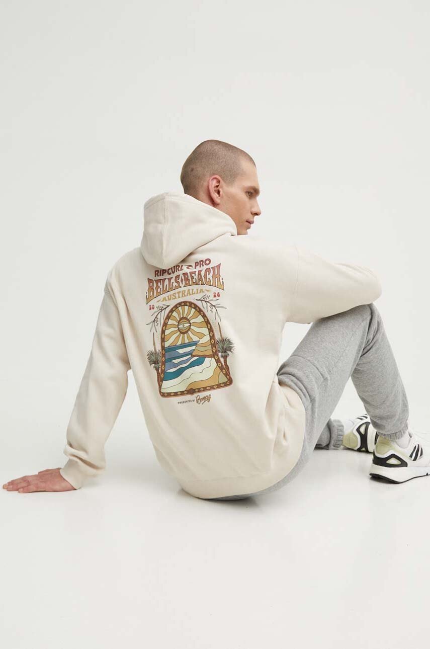 

Суичър Rip Curl в бежово с качулка с апликация, Бежов