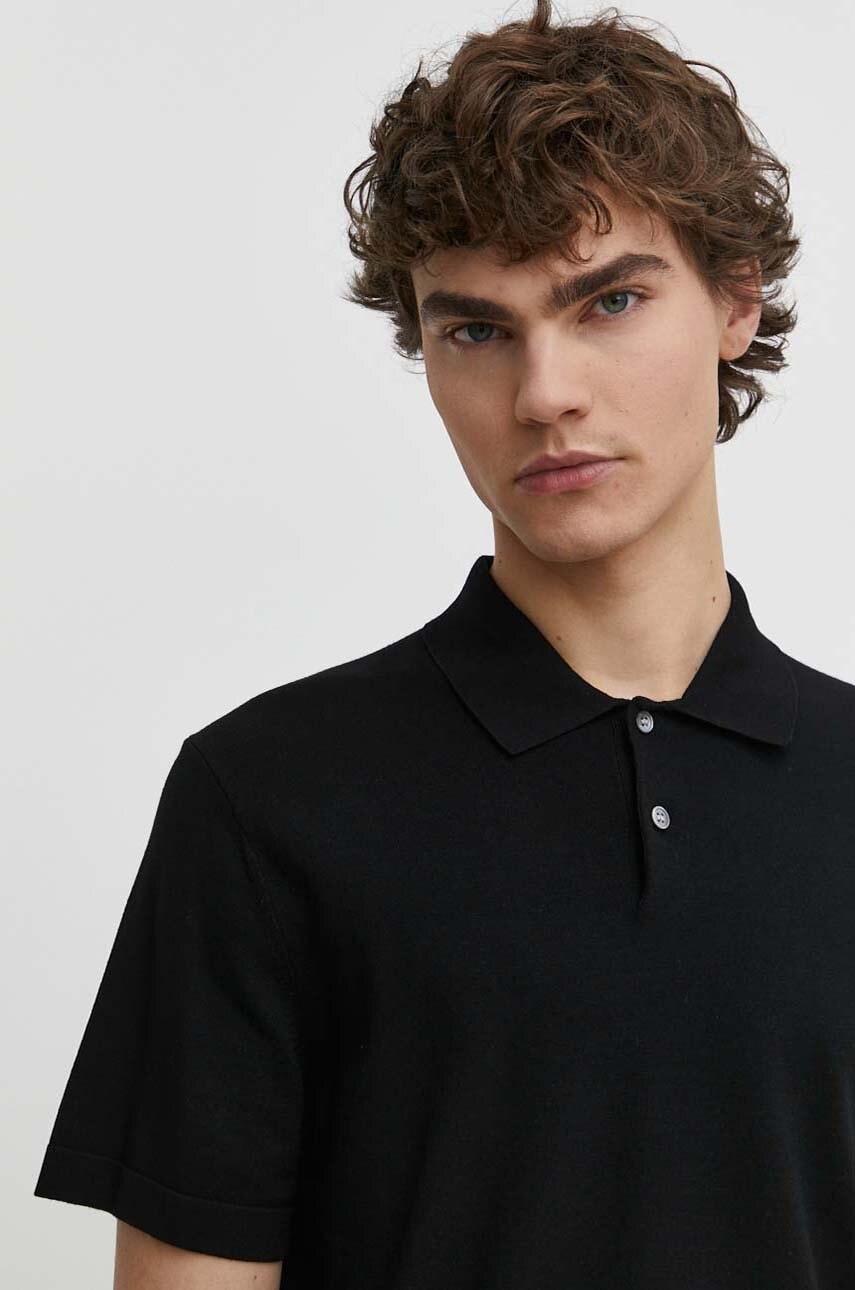 Theory tricou polo barbati, culoarea negru, neted