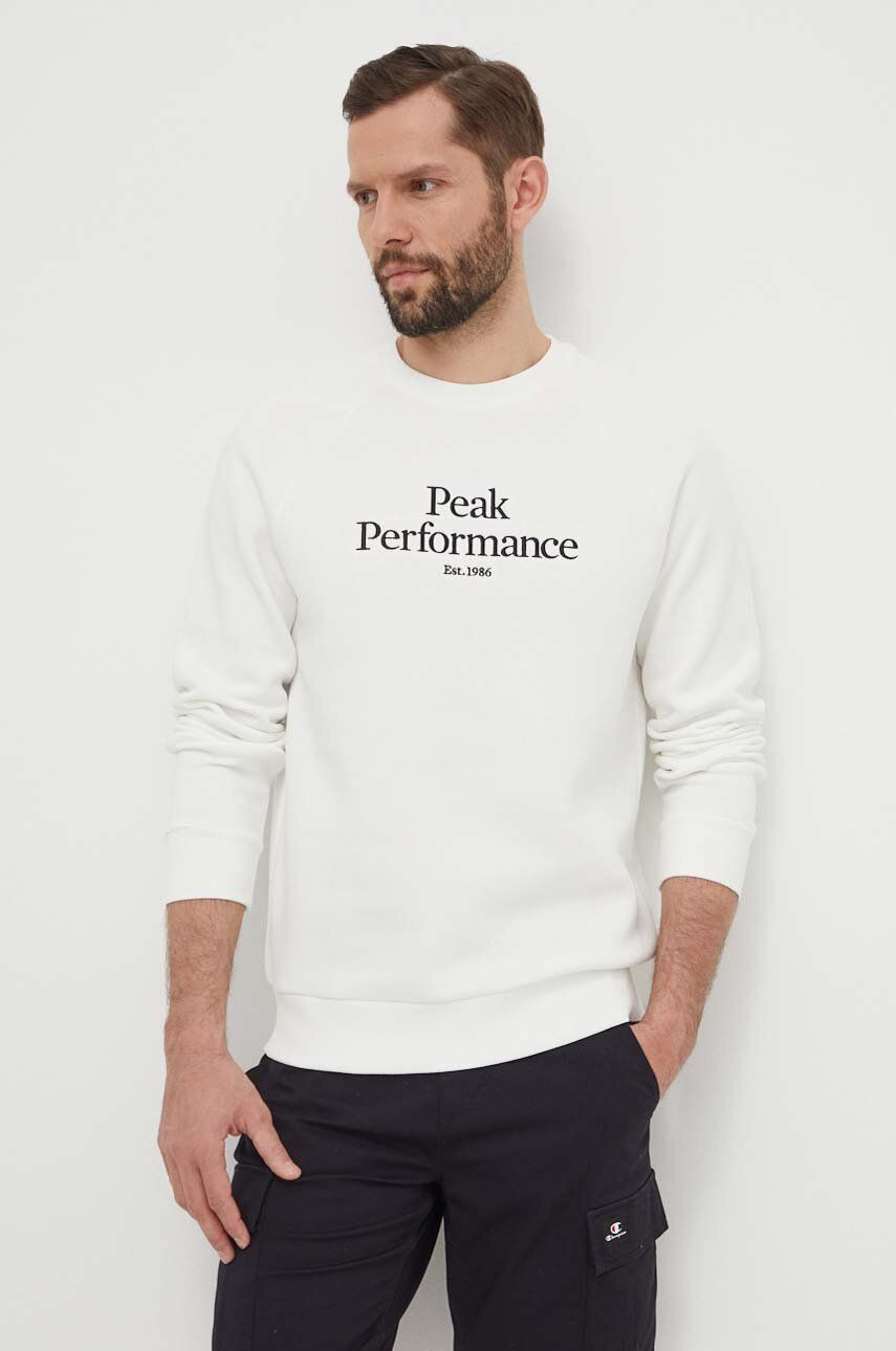 Peak Performance bluza barbati, culoarea alb, cu imprimeu