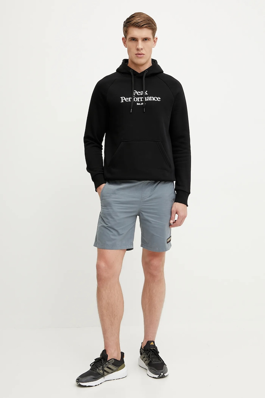 Кофта Peak Performance мужская цвет чёрный с капюшоном с аппликацией Кофта Peak Performance мужская цвет чёрный с капюшоном с аппликацией